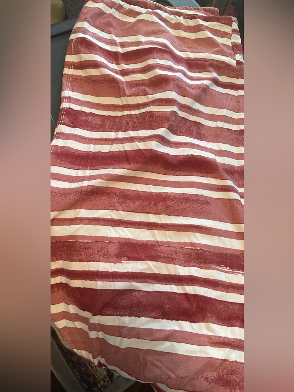 LuLaRoe Striped Leggings TC2 in Burgundy and White